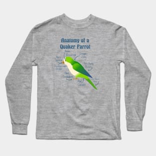 Anatomy of Quaker Parrot Monk Parakeet Long Sleeve T-Shirt